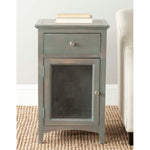 Safavieh Ziva One Drawer Nightstand With Glass Cabinet , AMH6630 - Ash Grey