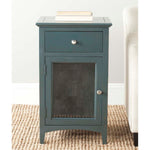 Safavieh Ziva One Drawer Nightstand With Glass Cabinet , AMH6630 - Dark Teal
