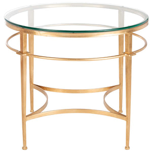 Safavieh Couture Ingmar Round Antique Gold Glass Side Table , AMH8301