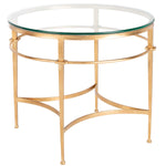 Safavieh Couture Ingmar Round Antique Gold Glass Side Table , AMH8301 - Gold / Glass