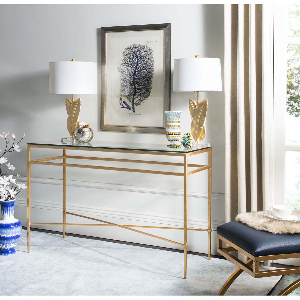 Safavieh Couture Baumgarten Glass Console Table - Gold / Glass