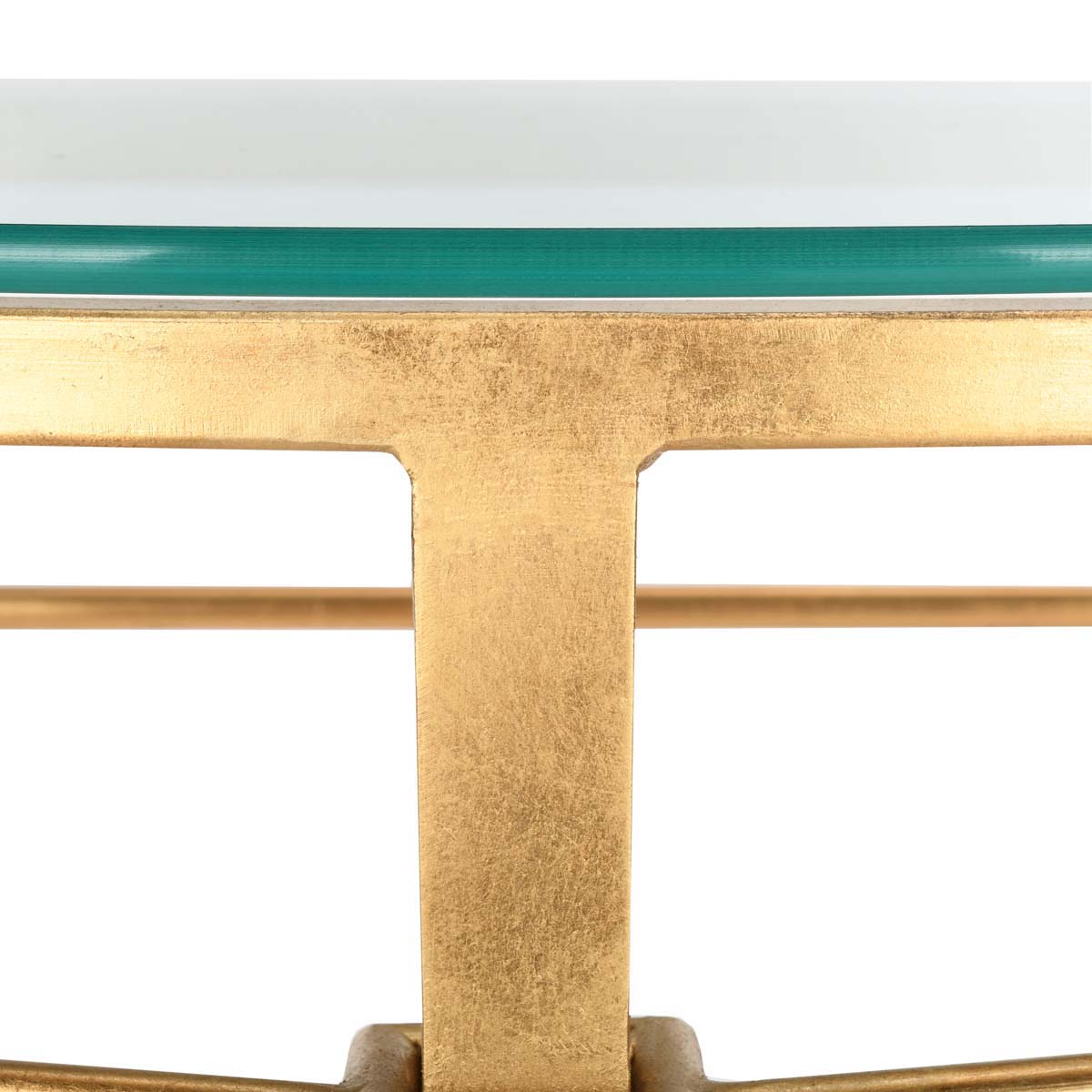 Safavieh Couture Baur Antique Gold Glass Console Table , AMH8306 - Gold / Glass