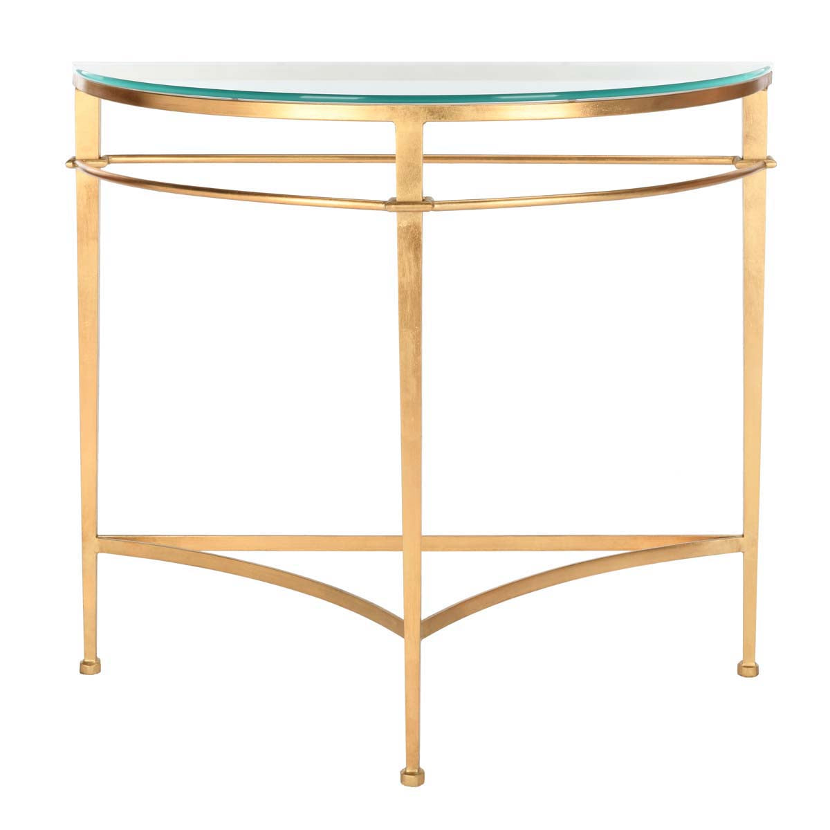 Safavieh Couture Baur Antique Gold Glass Console Table , AMH8306 - Gold / Glass