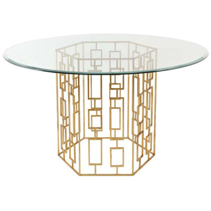 Safavieh Couture Alexandra 54 Gold Leaf Glass Dining Table, AMH8309