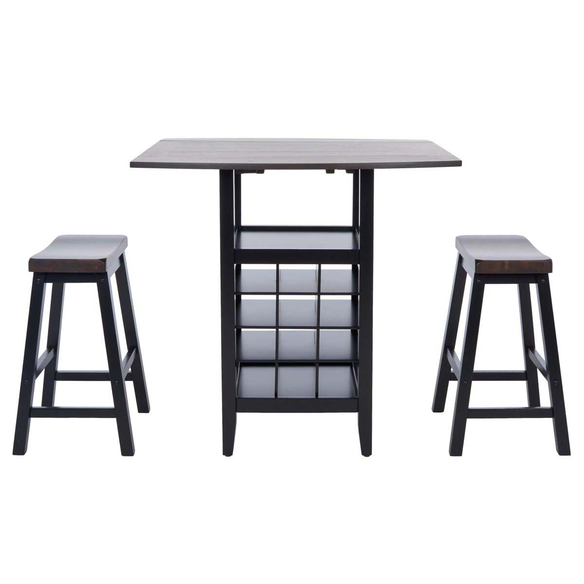 Safavieh  Emeric 3 Pc Set Drop Leaf Pub Table, AMH8504 - Dark Espresso / Black