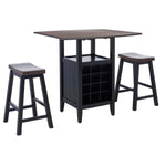 Safavieh  Emeric 3 Pc Set Drop Leaf Pub Table, AMH8504 - Dark Espresso / Black