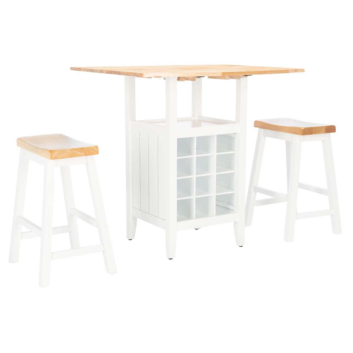 Safavieh  Emeric 3 Pc Set Drop Leaf Pub Table , AMH8504 - Natural / White