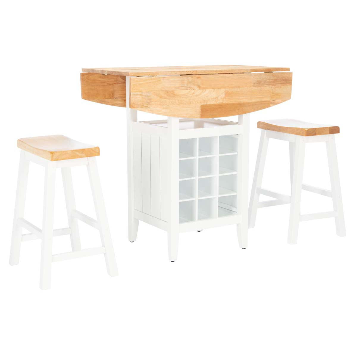 Safavieh  Emeric 3 Pc Set Drop Leaf Pub Table , AMH8504 - Natural / White