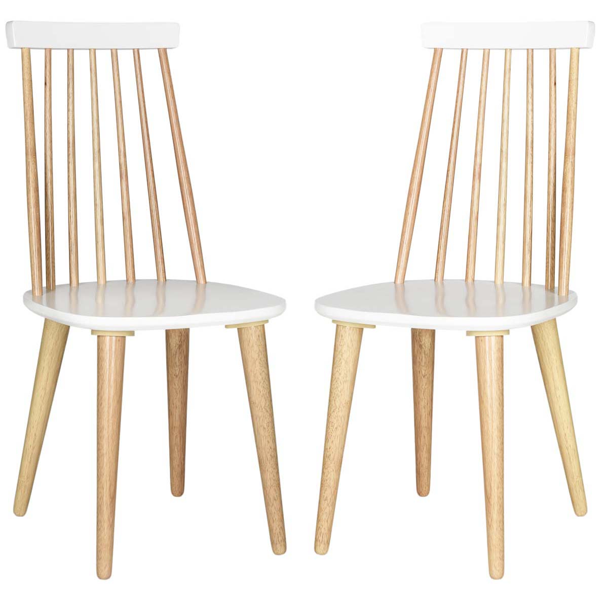Safavieh Burris 17''H Spindle Side Chair (Set of 2), AMH8511 - Natural / White
