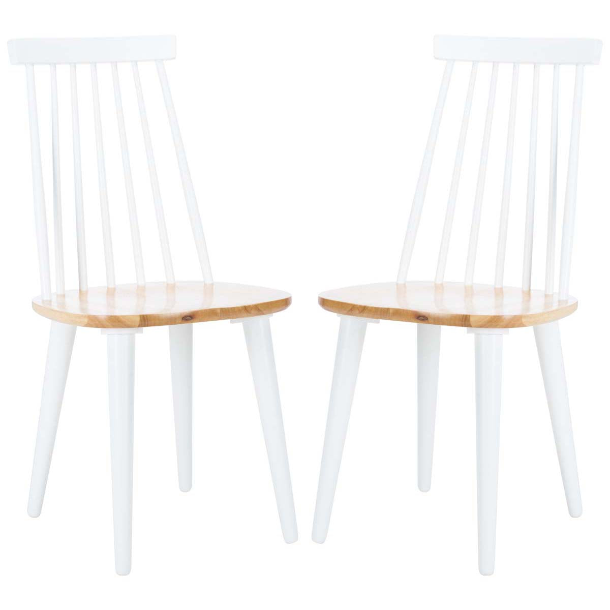 Safavieh Burris 17''H Spindle Side Chair (Set of 2), AMH8511 - White / Natural