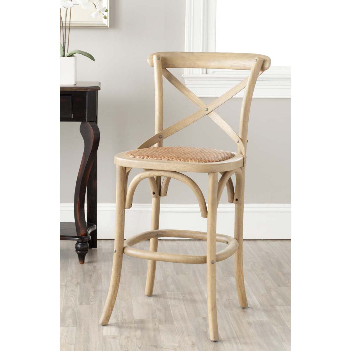 Safavieh Franklin X Back Counter Stool , AMH9504 - Weathered Oak
