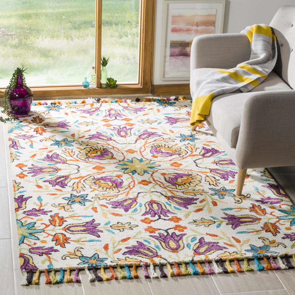 Safavieh Aspen 115 Rug, APN115 - Ivory / Purple
