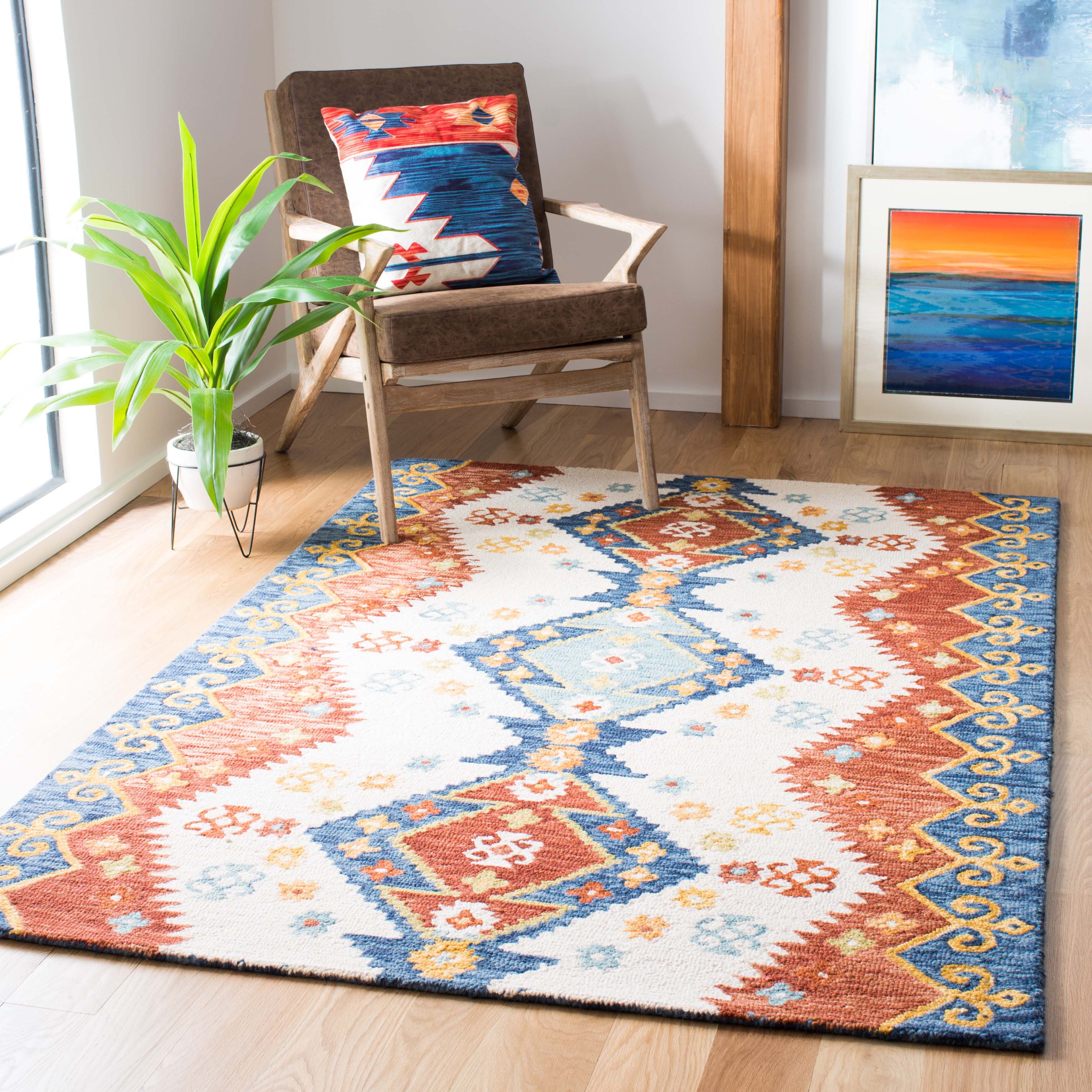 Safavieh Aspen 401 Rug, APN401 - Ivory / Blue