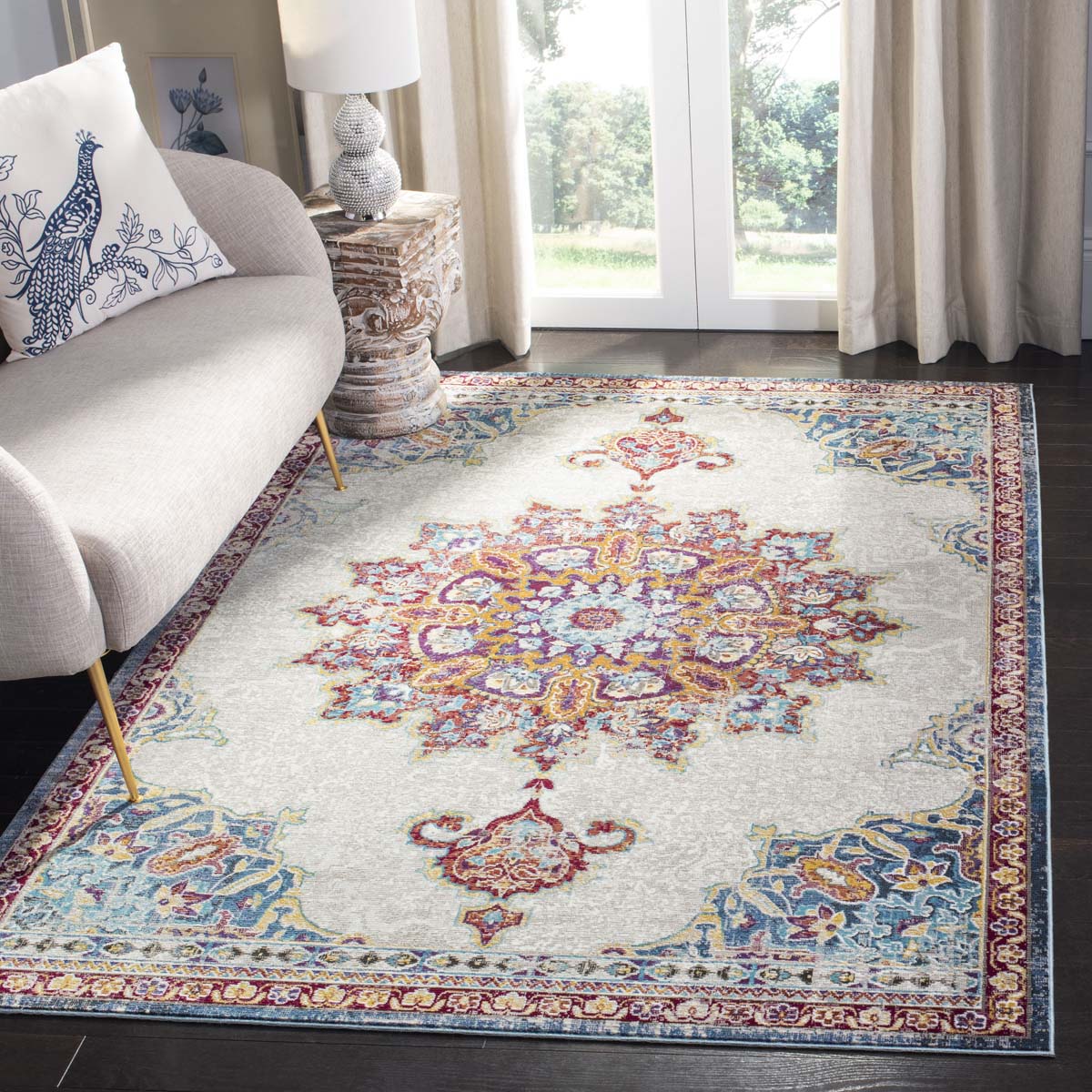 Safavieh Aria 103 Rug, ARA103 - Ivory / Navy