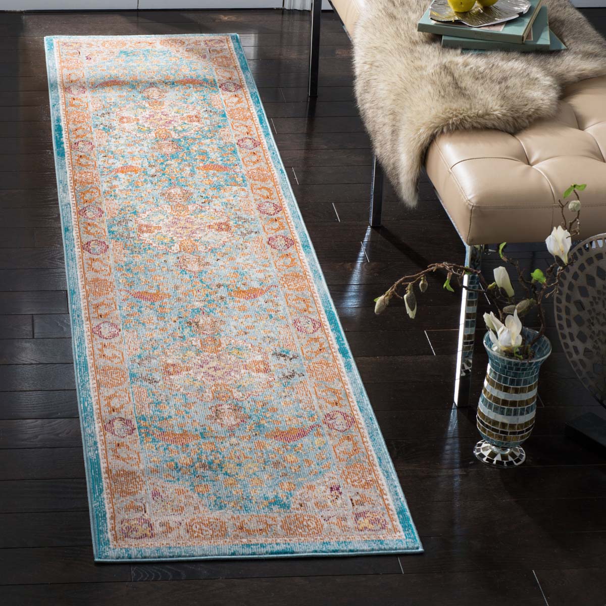 Safavieh Aria 120 Rug, ARA120 - Blue / Orange