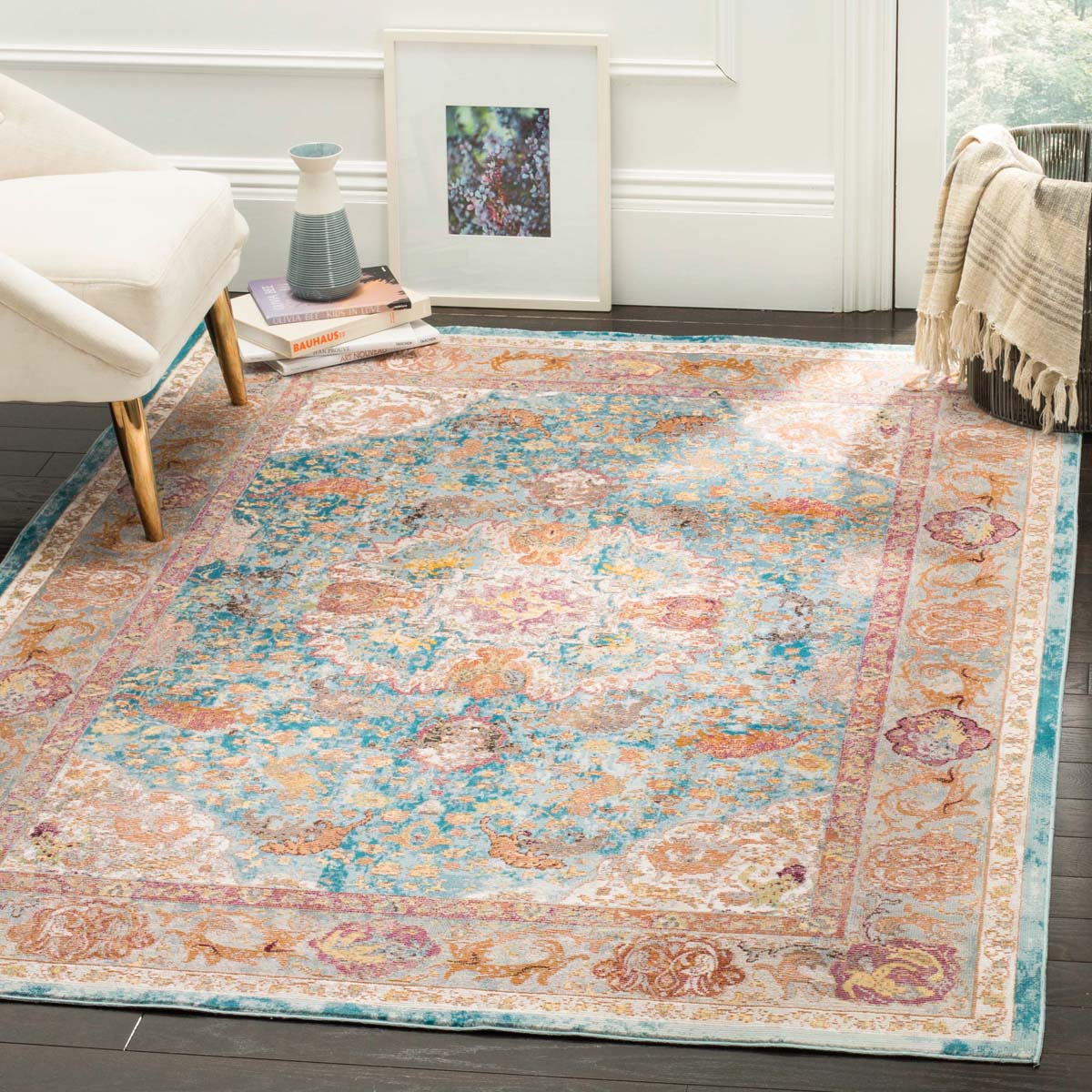 Safavieh Aria 120 Rug, ARA120 - Blue / Orange