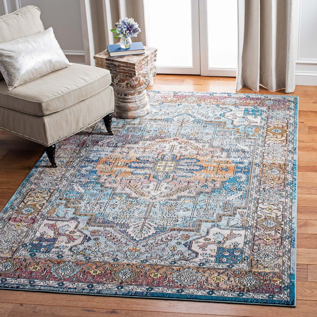 Safavieh Aria 191 Rug, ARA191 - Turquoise / Light Orange