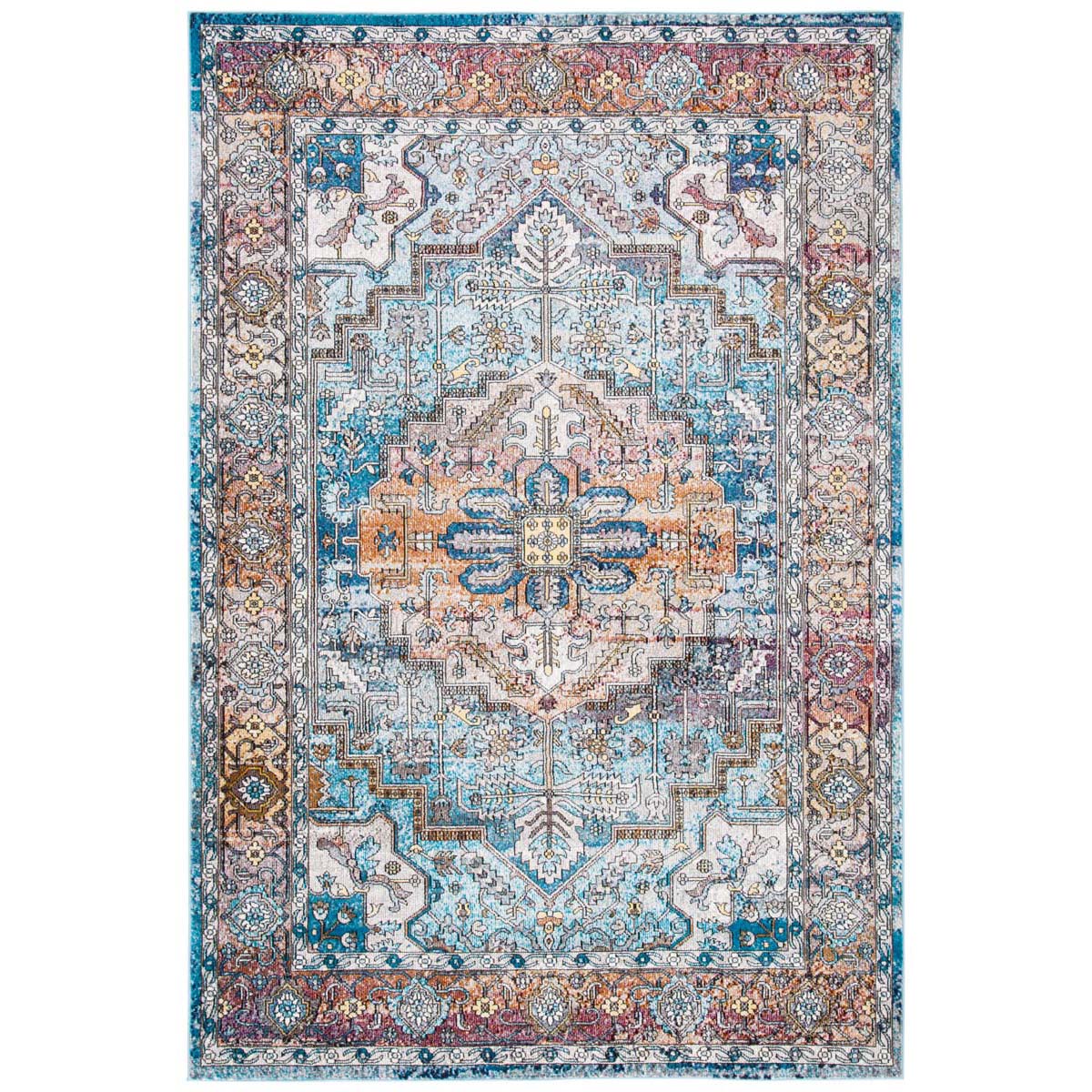 Safavieh Aria 191 Rug, ARA191 - Turquoise / Light Orange