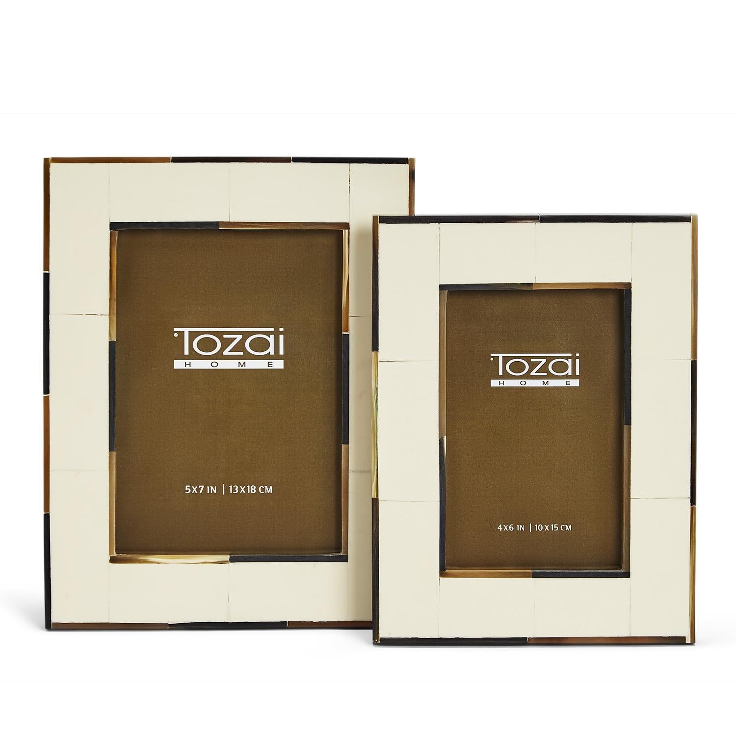 Two's Company S/2 Milano Photo Frame W/ Horn Inseam Incl 2 Sizes