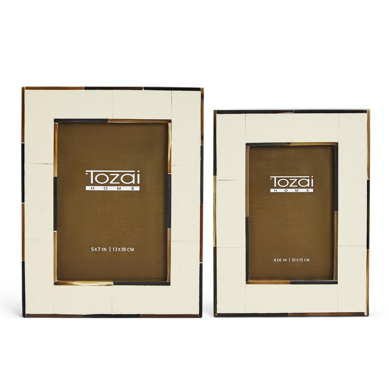 Two's Company S/2 Milano Photo Frame W/ Horn Inseam Incl 2 Sizes