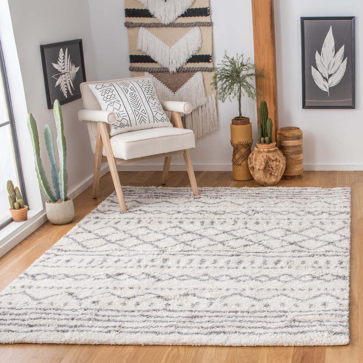 Safavieh Arizona Shag 741 Rug, White, ASG741 - Ivory / Grey