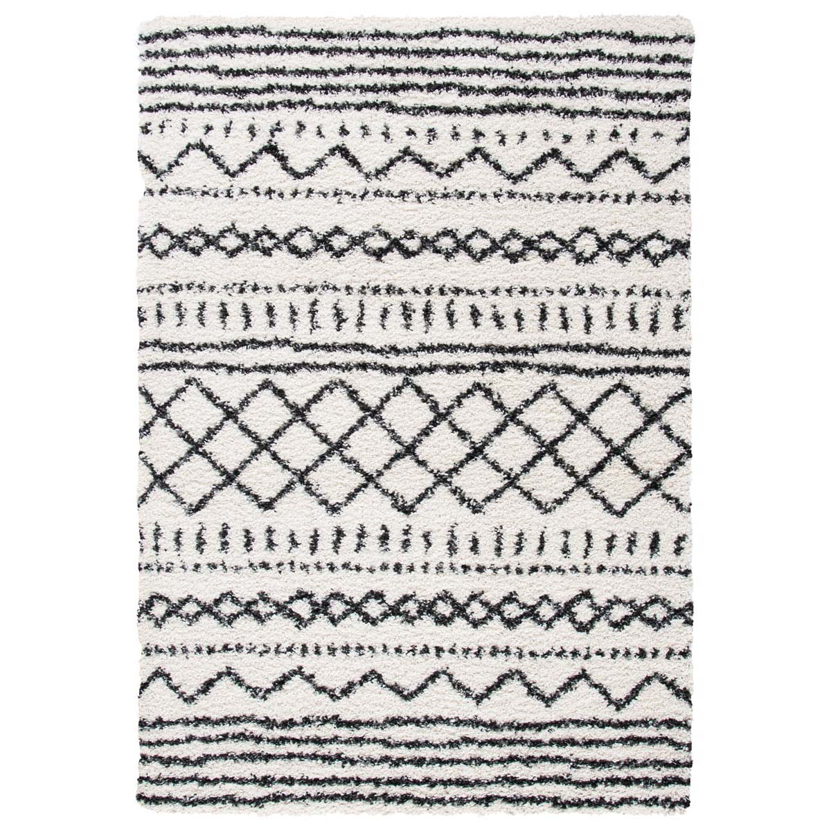 Safavieh Arizona Shag 741 Rug, White, ASG741 - Ivory / Black