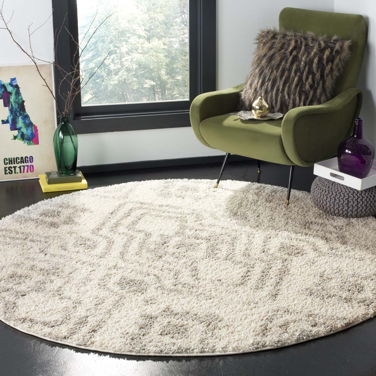 Safavieh Arizona Shag 746 Rug, ASG746 - IVORY / GREY