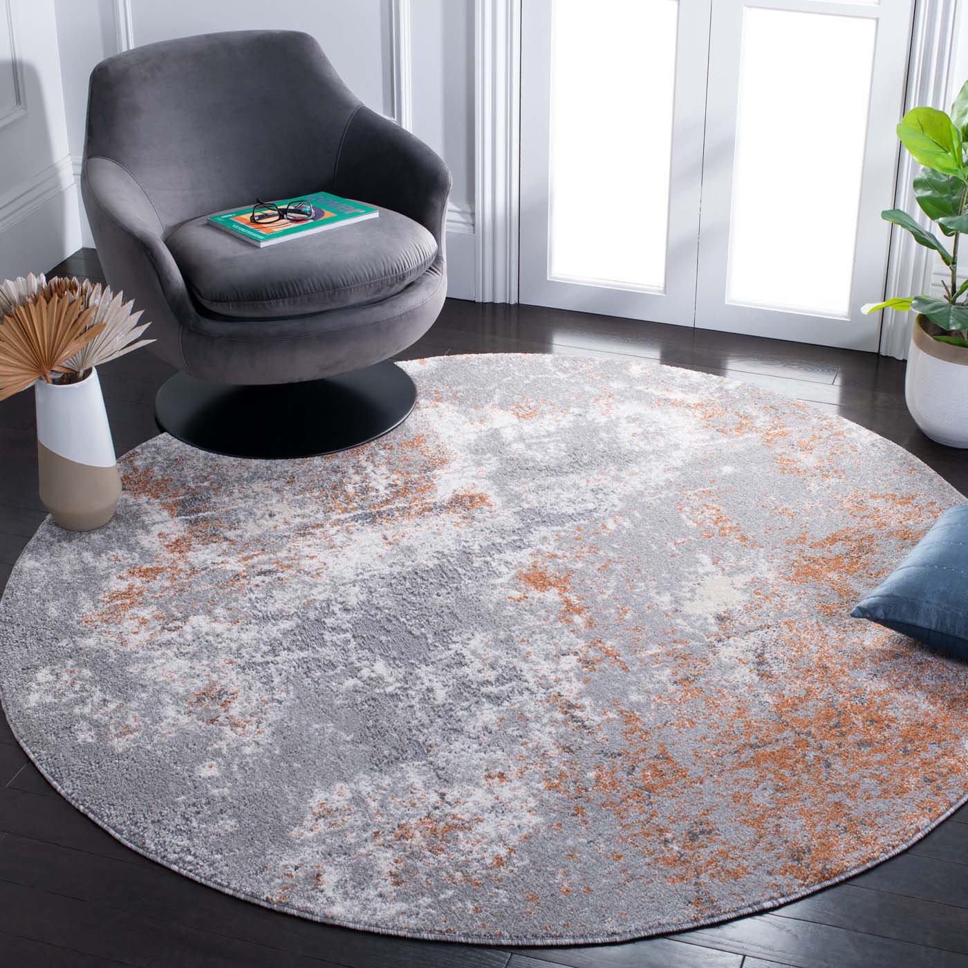 Safavieh Aston 708 Rug, ASN708 - Grey / Rust