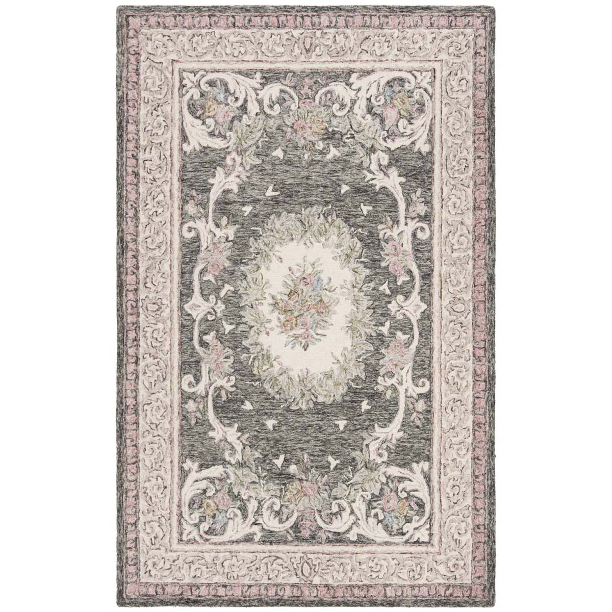 Safavieh Aubusson 105 Rug, AUB105 - Ivory / Charcoal