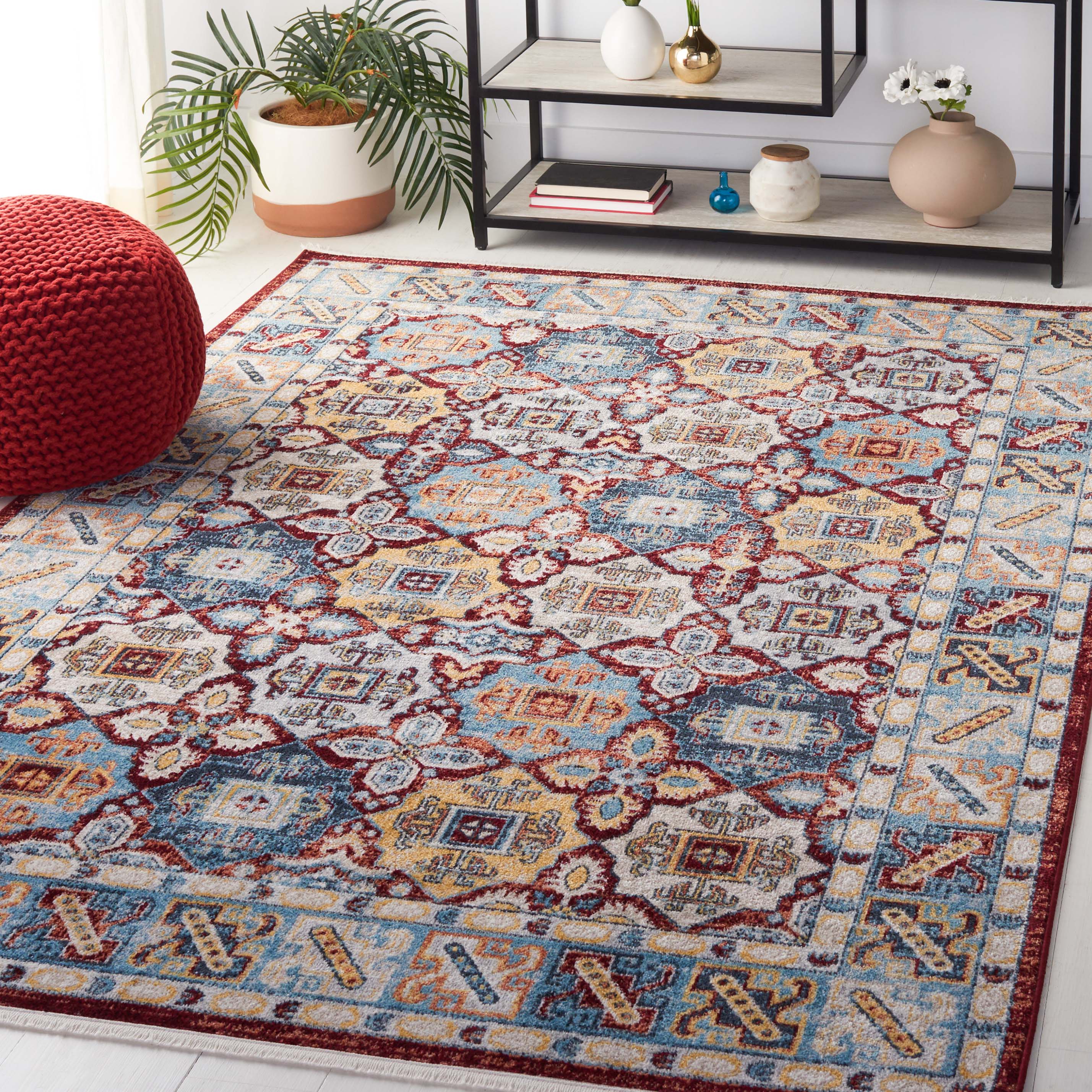 Safavieh Bayside 102 Rug, BAY102 - Blue / Red