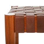 Safavieh Amalia Leather Weave Bench , BCH1001 - Cognac Leather/Dark Brown
