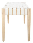 Safavieh Amalia Leather Weave Bench , BCH1001 - Off White Leather/Light Oak