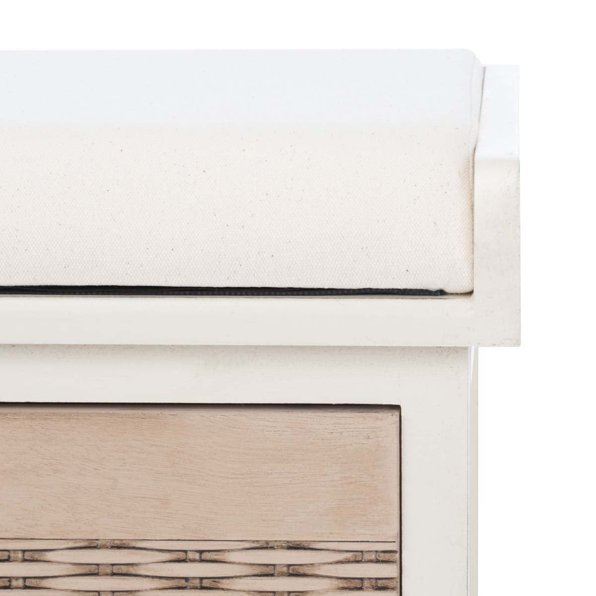 Safavieh Landers 2 Drawer/Cushion Storage Bench , BCH5702 - Distressed White