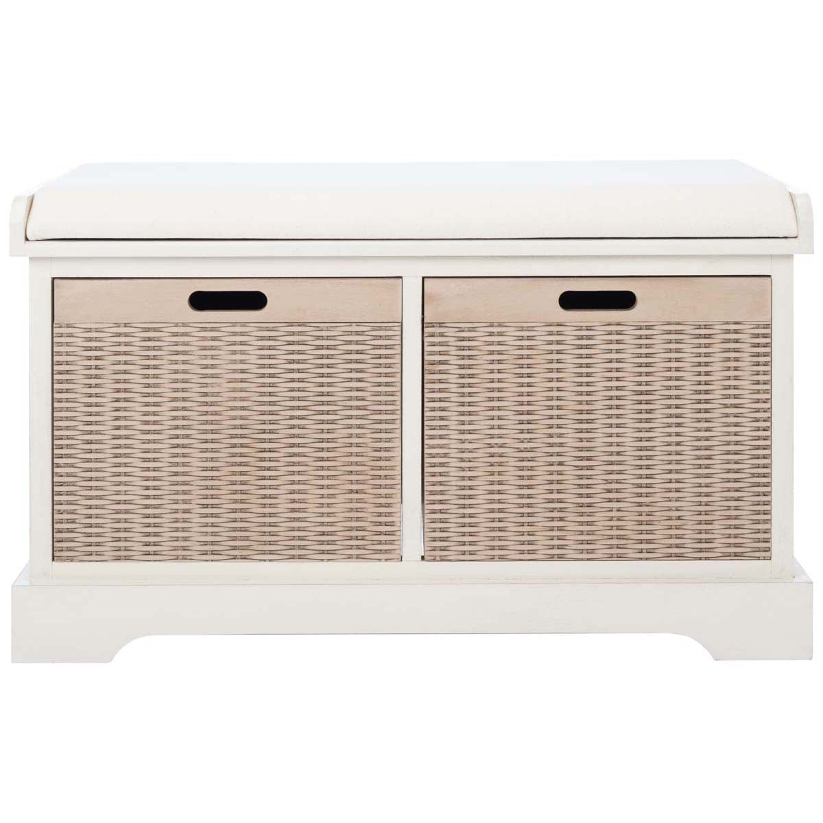 Safavieh Landers 2 Drawer/Cushion Storage Bench , BCH5702 - Distressed White