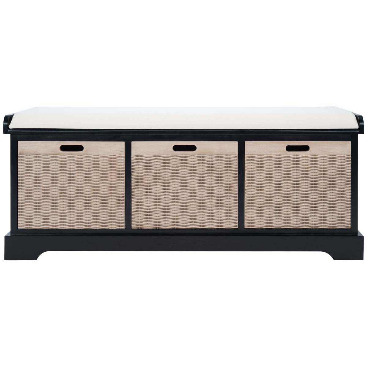 Safavieh Landers 3 Drawer/Cushion Storage Bench , BCH5703 - Black
