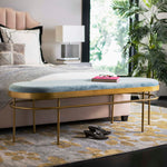 Safavieh Sylva Oval Bench , BCH6202 - Slate Blue Velvet/Gold