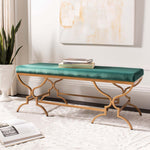 Safavieh Juliet Rectangular Bench , BCH6203 - Emerald Velvet/Gold