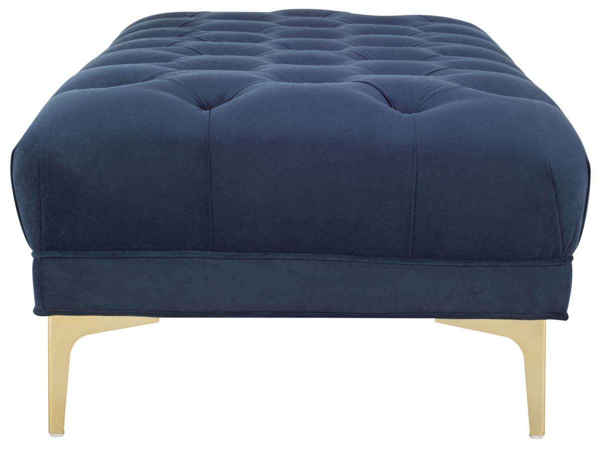 Safavieh Zarya Tufted Rectangular Bench , BCH6300 - Navy Velvet/Brass