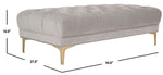 Safavieh Zarya Tufted Rectangular Bench , BCH6300 - Grey Velvet/Brass