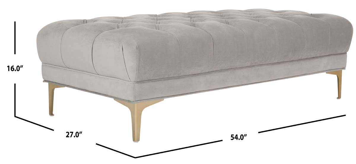 Safavieh Zarya Tufted Rectangular Bench , BCH6300 - Grey Velvet/Brass