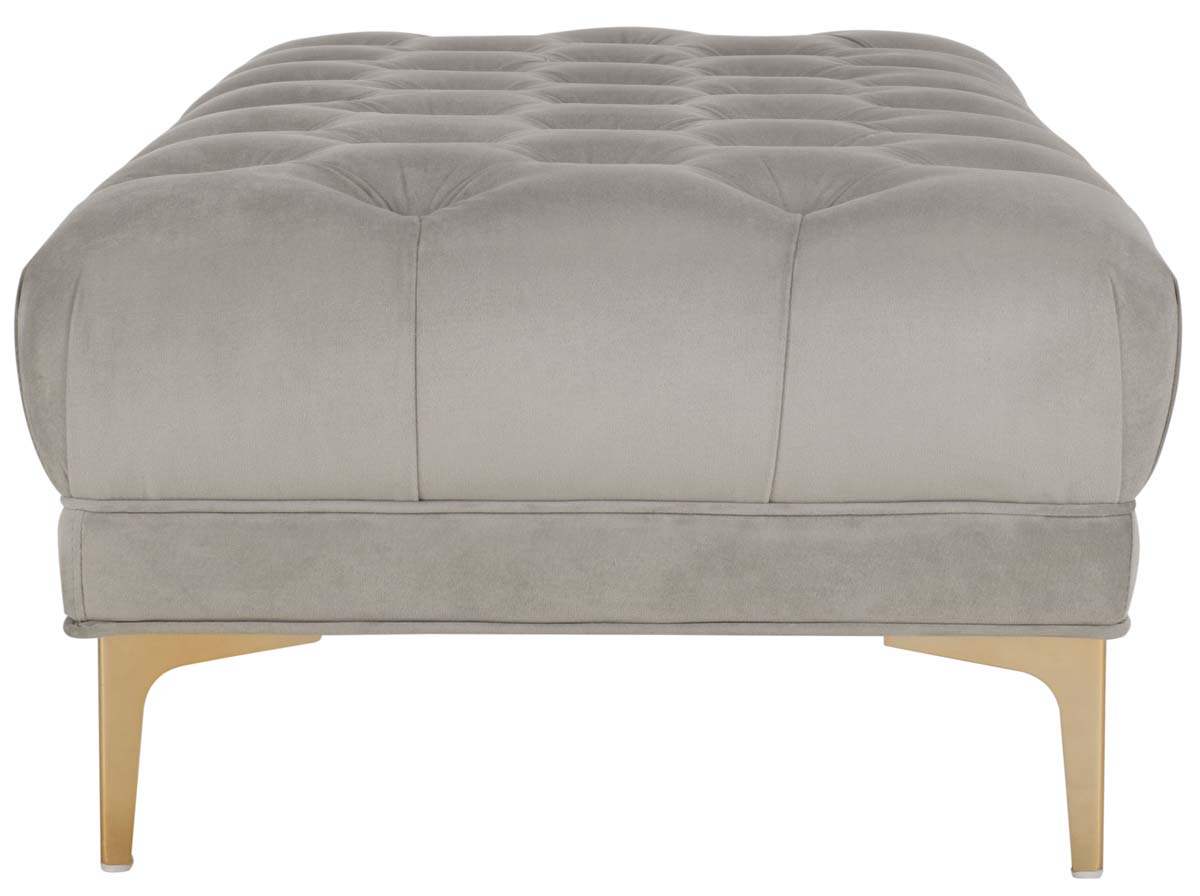 Safavieh Zarya Tufted Rectangular Bench , BCH6300 - Grey Velvet/Brass