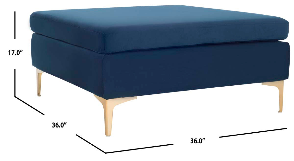 Safavieh Giovanna Square Ottoman , BCH6301 - Navy Velvet/Brass