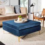 Safavieh Giovanna Square Ottoman , BCH6301 - Navy Velvet/Brass