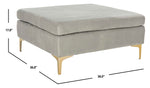 Safavieh Giovanna Square Ottoman , BCH6301 - Grey Velvet/Brass