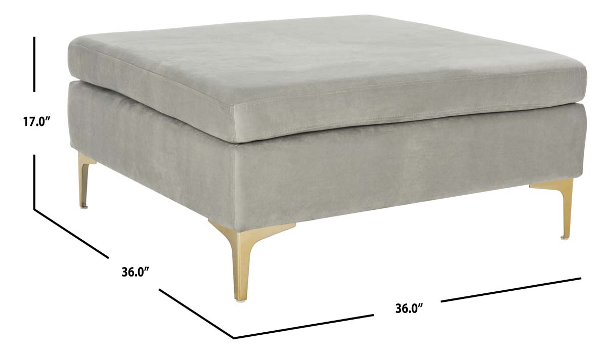 Safavieh Giovanna Square Ottoman , BCH6301 - Grey Velvet/Brass