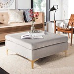 Safavieh Giovanna Square Ottoman , BCH6301 - Grey Velvet/Brass