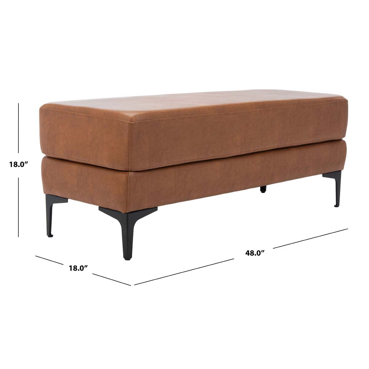 Safavieh Elise Rectangular Bench , BCH6302 - Brown Pu / Black