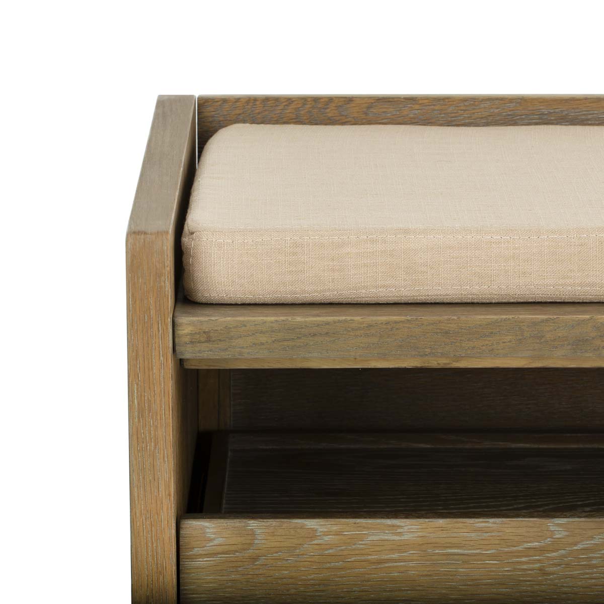 Safavieh Percy Storage Bench , BCH6400 - Rustic Oak/Beige Linen