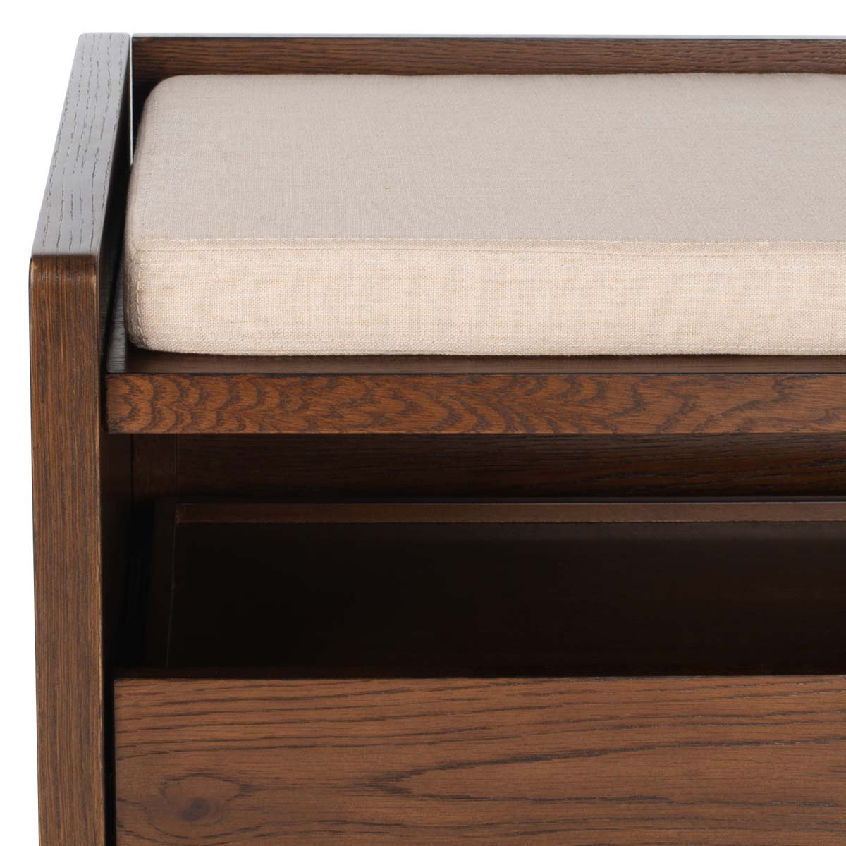 Safavieh Percy Storage Bench , BCH6400 - Walnut/Beige Linen