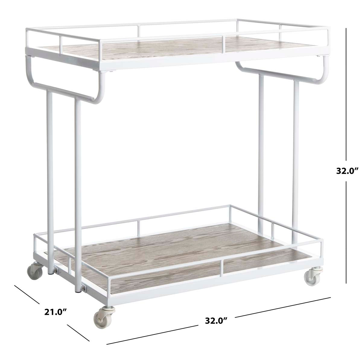 Safavieh Dawson 2 Tier Rectangle Bar Cart , BCT6200 - Oak/White